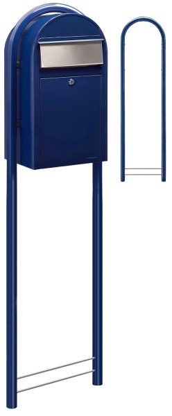 Standbriefkasten Bobi Grande Blau mit Bobi Round Ständer