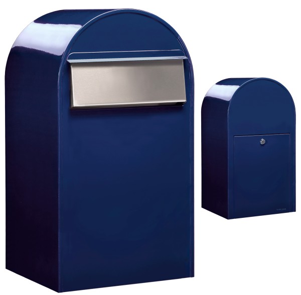 Briefkasten mit Edelstahlklappe - Bobi Grande B in Blau