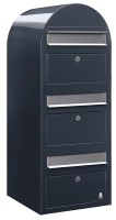 Briefkasten Bobi Trio Grau/Anthrazit mit Edelstahlklappe Briefkasten Bobi Trio Grau/Anthrazit mit Edelstahlklappe