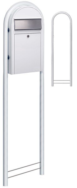 Bobi Grande S Weiss Standbriefkasten mit Bobi Round Weiss